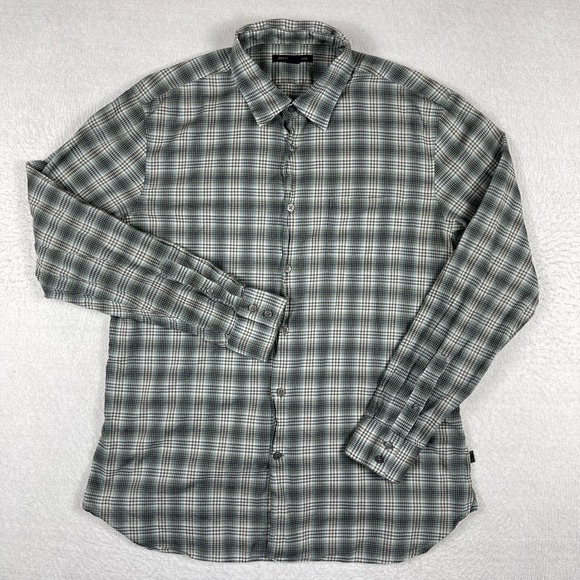 John Varvatos Shirt Mens‎ Large Blue Plaid Casual Preppy Workwear Office Travel - Picture 1 of 12